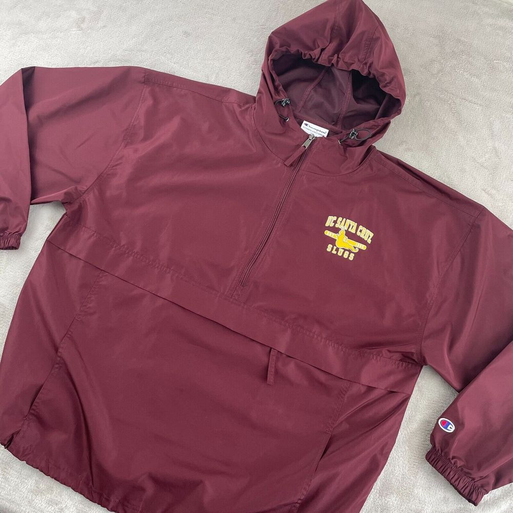 UC Santa Cruz Banana Slugs Jacket‎ Men 2XL Champion Windbreaker Anorak Hooded